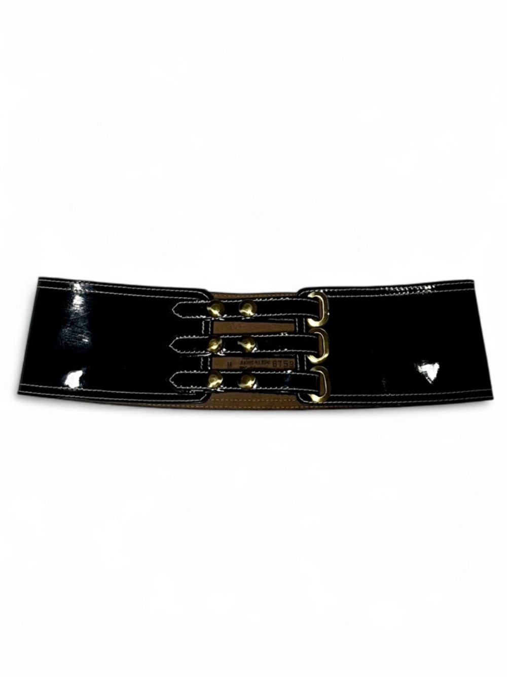 Vintage Anne Klein Black Leather Wide Waist Belt